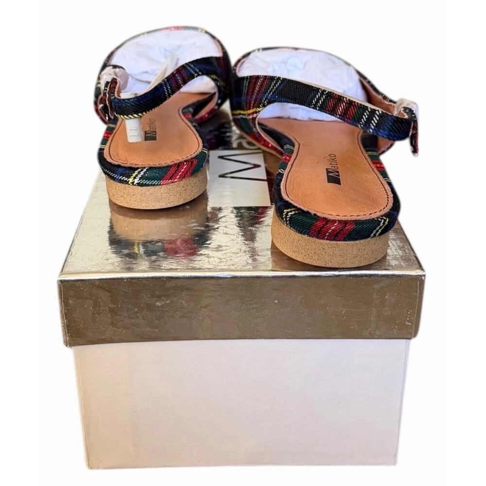 Matiko Lori Green Tartan Plaid Slingback Pointed Toe Flats Women’s Size 37 NIB - Picture 5 of 15